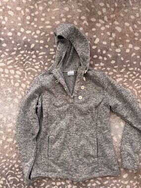 Columbia Gray Hooded Button-Placket Pullover